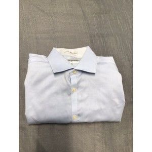Jhanes Barnes Dress Shirt Mens 16.5 Blue Slim Non-Iron